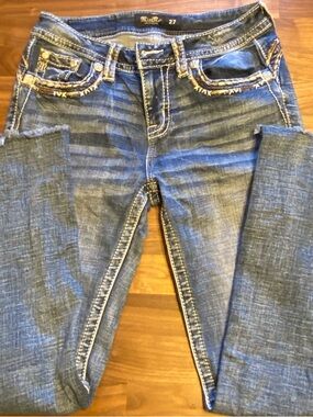 Miss Me Women's Blue Boot Cut Jeans with Contrast Stitching